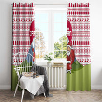 Japan Christmas Window Curtain with Santa Mount Fuji Rising Sun and Festive Pattern Design - Wonder Print Shop