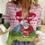 Japan Christmas Women Casual Shirt with Santa Mount Fuji Rising Sun and Festive Pattern Design - Wonder Print Shop