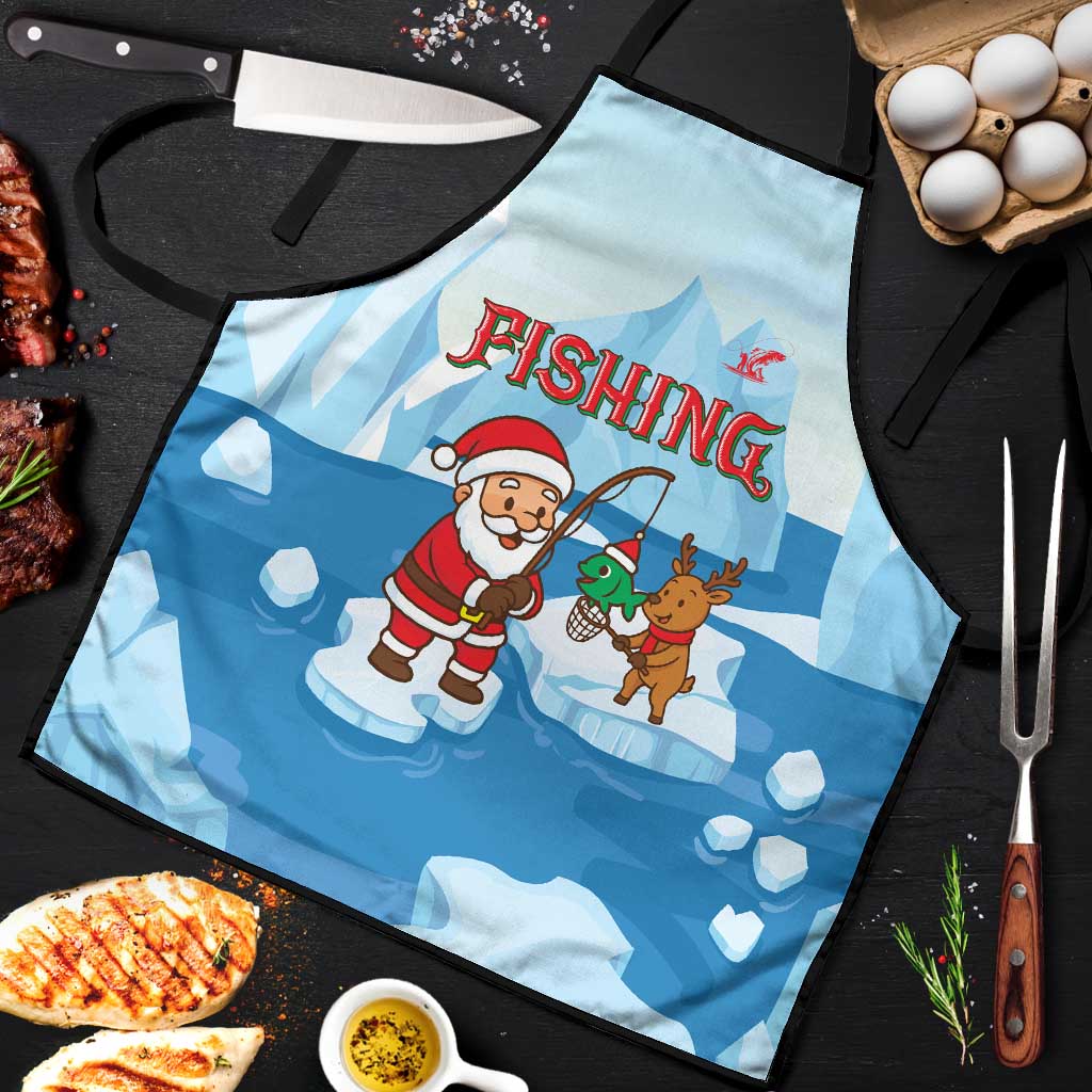 Christmas Fishing Apron with Santa Claus Reindeer Iceberg and Merry Fishmas Design - Wonder Print Shop