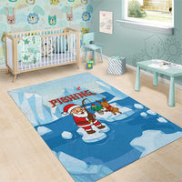 Christmas Fishing Area Rug with Santa Claus Reindeer Iceberg and Merry Fishmas Design - Wonder Print Shop
