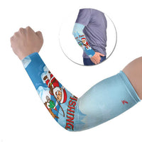 Christmas Fishing Arm Sleeves with Santa Claus Reindeer Iceberg and Merry Fishmas Design - Wonder Print Shop