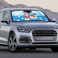 Christmas Fishing Auto Sun Shade with Santa Claus Reindeer Iceberg and Merry Fishmas Design - Wonder Print Shop