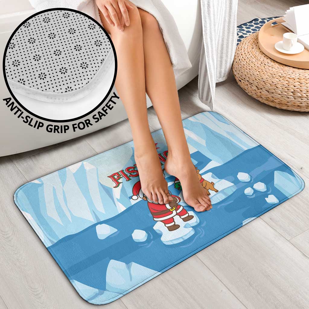 Christmas Fishing Bathroom Set with Santa Claus Reindeer Iceberg and Merry Fishmas Design - Wonder Print Shop