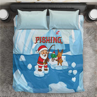 Christmas Fishing Bedding Set with Santa Claus Reindeer Iceberg and Merry Fishmas Design - Wonder Print Shop
