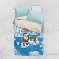 Christmas Fishing Bedding Set with Santa Claus Reindeer Iceberg and Merry Fishmas Design - Wonder Print Shop