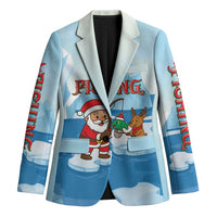 Christmas Fishing Blazer with Santa Claus Reindeer Iceberg and Merry Fishmas Design - Wonder Print Shop