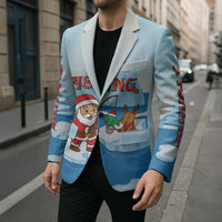 Christmas Fishing Blazer with Santa Claus Reindeer Iceberg and Merry Fishmas Design - Wonder Print Shop