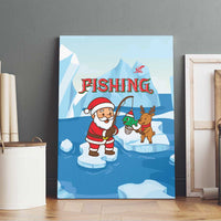 Christmas Fishing Canvas Wall Art with Santa Claus Reindeer Iceberg and Merry Fishmas Design - Wonder Print Shop