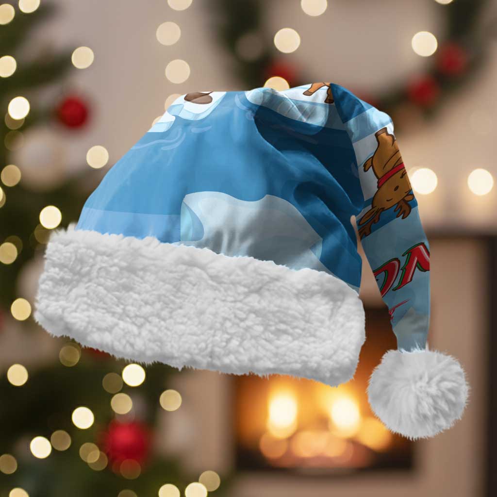 Christmas Fishing Christmas Santa Hat with Santa Claus Reindeer Iceberg and Merry Fishmas Design - Wonder Print Shop