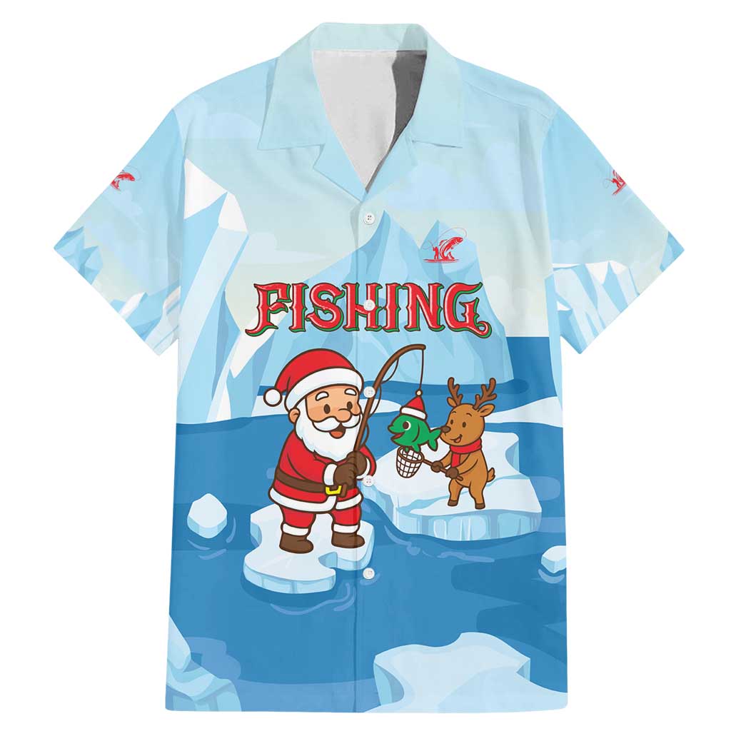 Christmas Fishing Family Matching Mermaid Dress and Hawaiian Shirt with Santa Claus Reindeer Iceberg and Merry Fishmas Design - Wonder Print Shop