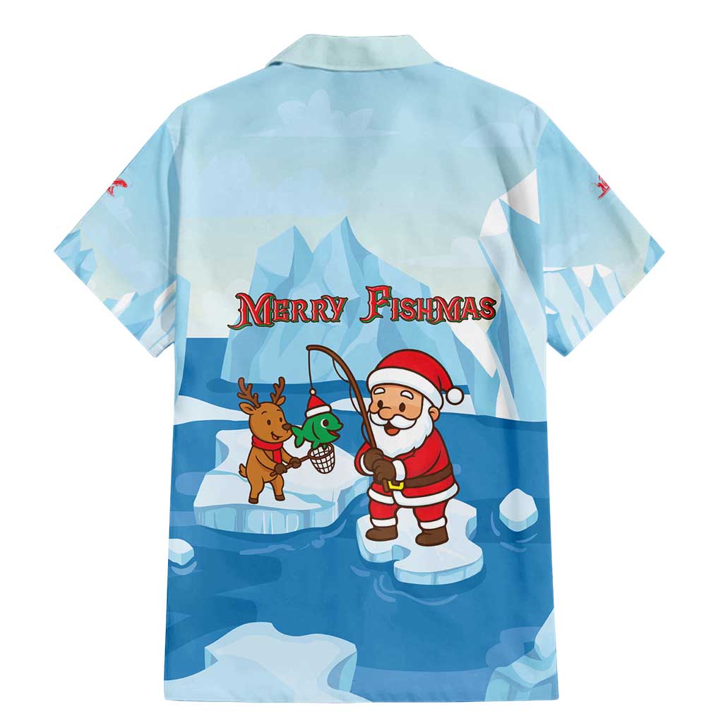 Christmas Fishing Family Matching Mermaid Dress and Hawaiian Shirt with Santa Claus Reindeer Iceberg and Merry Fishmas Design - Wonder Print Shop