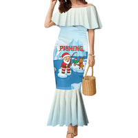 Christmas Fishing Family Matching Mermaid Dress and Hawaiian Shirt with Santa Claus Reindeer Iceberg and Merry Fishmas Design - Wonder Print Shop