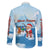 Christmas Fishing Family Matching Off The Shoulder Long Sleeve Dress and Hawaiian Shirt with Santa Claus Reindeer Iceberg and Merry Fishmas Design - Wonder Print Shop
