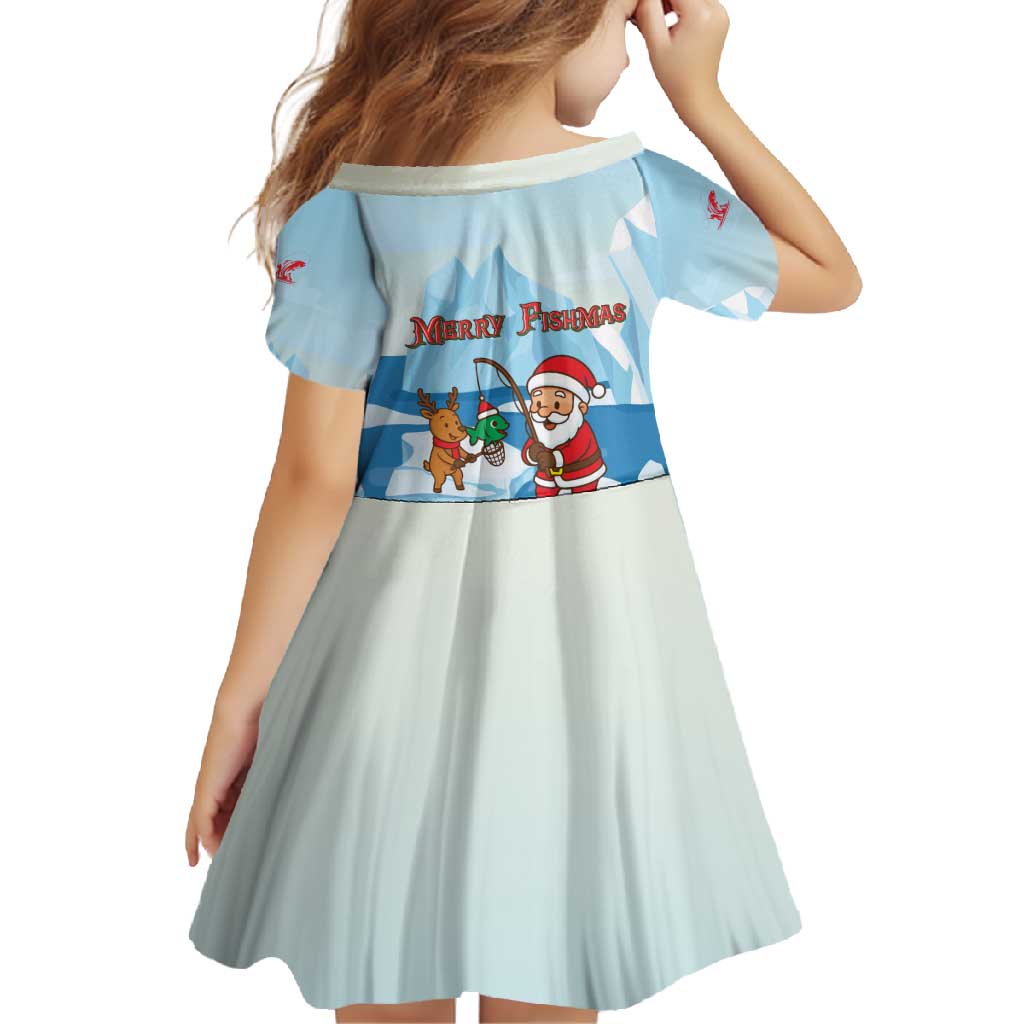 Christmas Fishing Family Matching Off Shoulder Maxi Dress and Hawaiian Shirt with Santa Claus Reindeer Iceberg and Merry Fishmas Design - Wonder Print Shop