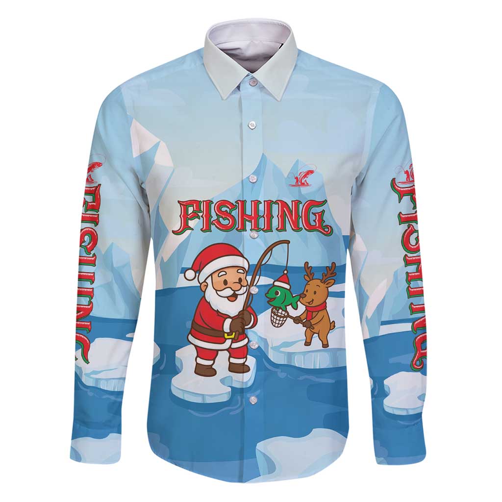 Christmas Fishing Family Matching Puletasi and Hawaiian Shirt with Santa Claus Reindeer Iceberg and Merry Fishmas Design - Wonder Print Shop
