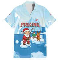 Christmas Fishing Family Matching Short Sleeve Bodycon Dress and Hawaiian Shirt with Santa Claus Reindeer Iceberg and Merry Fishmas Design - Wonder Print Shop
