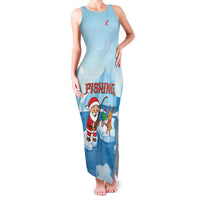 Christmas Fishing Family Matching Tank Maxi Dress and Hawaiian Shirt with Santa Claus Reindeer Iceberg and Merry Fishmas Design - Wonder Print Shop