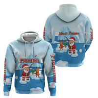 Christmas Fishing Hoodie with Santa Claus Reindeer Iceberg and Merry Fishmas Design - Wonder Print Shop