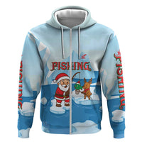 Christmas Fishing Hoodie with Santa Claus Reindeer Iceberg and Merry Fishmas Design - Wonder Print Shop