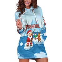 Christmas Fishing Hoodie Dress with Santa Claus Reindeer Iceberg and Merry Fishmas Design - Wonder Print Shop