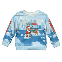 Christmas Fishing Kid Ugly Christmas Sweater with Santa Claus Reindeer Iceberg and Merry Fishmas Design - Wonder Print Shop