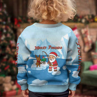 Christmas Fishing Kid Ugly Christmas Sweater with Santa Claus Reindeer Iceberg and Merry Fishmas Design - Wonder Print Shop