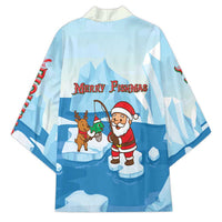 Christmas Fishing Kimono with Santa Claus Reindeer Iceberg and Merry Fishmas Design - Wonder Print Shop