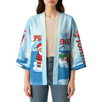 Christmas Fishing Kimono with Santa Claus Reindeer Iceberg and Merry Fishmas Design - Wonder Print Shop