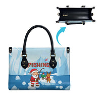 Christmas Fishing Leather Bag with Santa Claus Reindeer Iceberg and Merry Fishmas Design - Wonder Print Shop