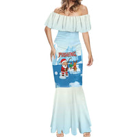 Christmas Fishing Mermaid Dress with Santa Claus Reindeer Iceberg and Merry Fishmas Design - Wonder Print Shop