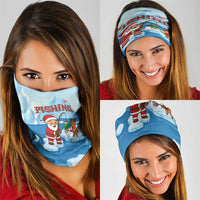 Christmas Fishing Neck Gaiter with Santa Claus Reindeer Iceberg and Merry Fishmas Design - Wonder Print Shop