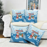 Christmas Fishing Pillow Cover with Santa Claus Reindeer Iceberg and Merry Fishmas Design - Wonder Print Shop