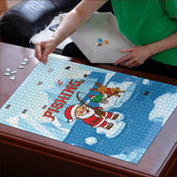Christmas Fishing Puzzle with Santa Claus Reindeer Iceberg and Merry Fishmas Design - Wonder Print Shop