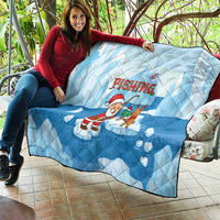 Christmas Fishing Quilt with Santa Claus Reindeer Iceberg and Merry Fishmas Design - Wonder Print Shop