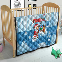 Christmas Fishing Quilt with Santa Claus Reindeer Iceberg and Merry Fishmas Design - Wonder Print Shop