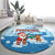 Christmas Fishing Round Carpet with Santa Claus Reindeer Iceberg and Merry Fishmas Design - Wonder Print Shop
