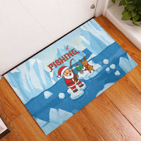 Christmas Fishing Rubber Doormat with Santa Claus Reindeer Iceberg and Merry Fishmas Design - Wonder Print Shop