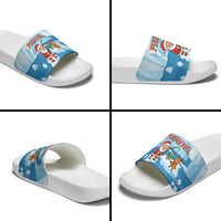 Christmas Fishing Slide Sandals with Santa Claus Reindeer Iceberg and Merry Fishmas Design - Wonder Print Shop