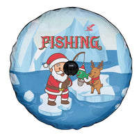 Christmas Fishing Spare Tire Cover with Santa Claus Reindeer Iceberg and Merry Fishmas Design - Wonder Print Shop
