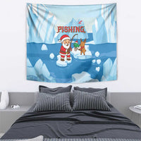 Christmas Fishing Tapestry with Santa Claus Reindeer Iceberg and Merry Fishmas Design - Wonder Print Shop