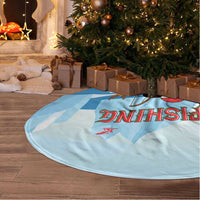 Christmas Fishing Tree Skirt with Santa Claus Reindeer Iceberg and Merry Fishmas Design - Wonder Print Shop