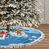 Christmas Fishing Tree Skirt with Santa Claus Reindeer Iceberg and Merry Fishmas Design - Wonder Print Shop