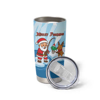 Christmas Fishing Tumbler Cup with Santa Claus Reindeer Iceberg and Merry Fishmas Design - Wonder Print Shop