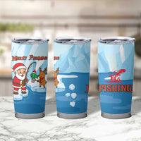 Christmas Fishing Tumbler Cup with Santa Claus Reindeer Iceberg and Merry Fishmas Design - Wonder Print Shop