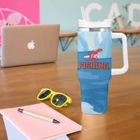 Christmas Fishing Tumbler With Handle with Santa Claus Reindeer Iceberg and Merry Fishmas Design - Wonder Print Shop