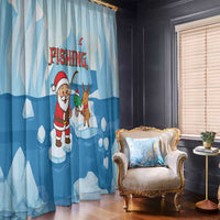 Christmas Fishing Window Curtain with Santa Claus Reindeer Iceberg and Merry Fishmas Design - Wonder Print Shop