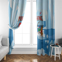 Christmas Fishing Window Curtain with Santa Claus Reindeer Iceberg and Merry Fishmas Design - Wonder Print Shop