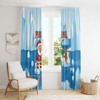 Christmas Fishing Window Curtain with Santa Claus Reindeer Iceberg and Merry Fishmas Design - Wonder Print Shop