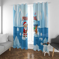 Christmas Fishing Window Curtain with Santa Claus Reindeer Iceberg and Merry Fishmas Design - Wonder Print Shop