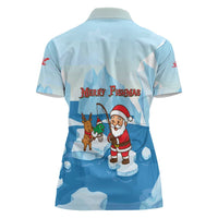 Christmas Fishing Women Polo Shirt with Santa Claus Reindeer Iceberg and Merry Fishmas Design - Wonder Print Shop